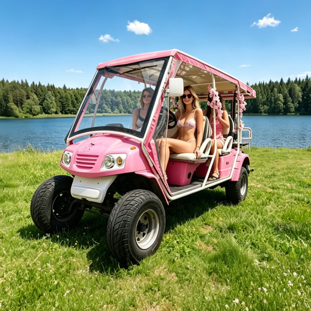 Coche turístico eléctrico rosa de lujo de 6 plazas para parques temáticos - EG2040ASZ