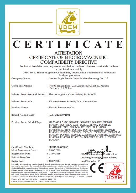 EAGLE GOLF GOLE Certificaci&oacute;n CE ISO