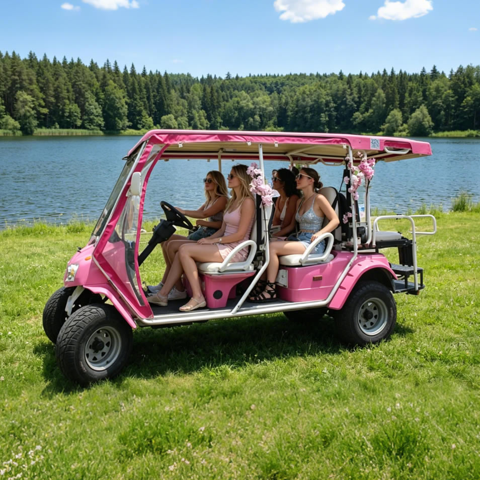 Coche turístico eléctrico rosa de lujo de 6 plazas para parques temáticos - EG2040ASZ