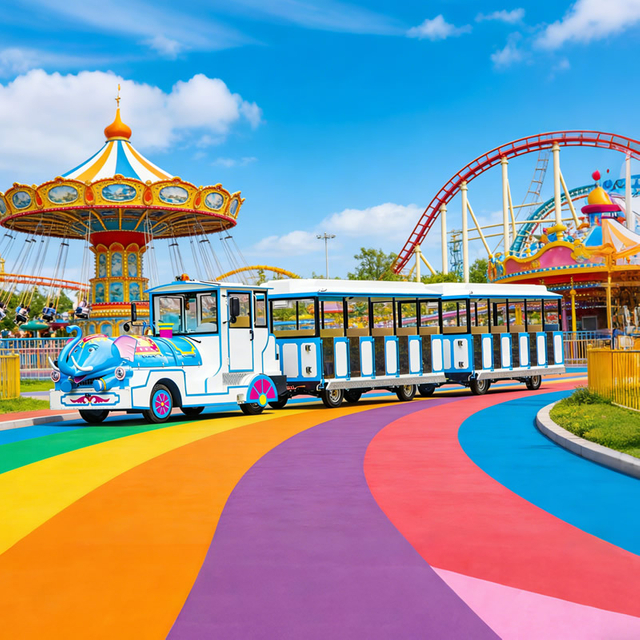 Trenes turísticos sin rieles a la venta | Perfecto para centros comerciales y parques temáticos