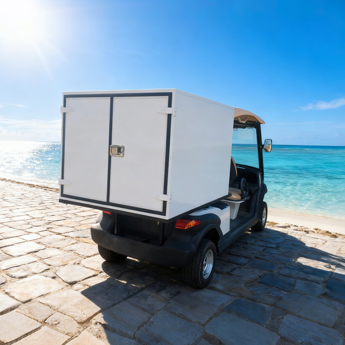 bebidas, caf&eacute; y bebidas de campos de golf con caja a la venta Carro de golf 