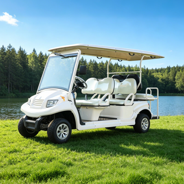 Carro de golf eléctrico blanco elegante para bodas | Traslado de lujo para invitados de 6 plazas para eventos - EG204AKSZ