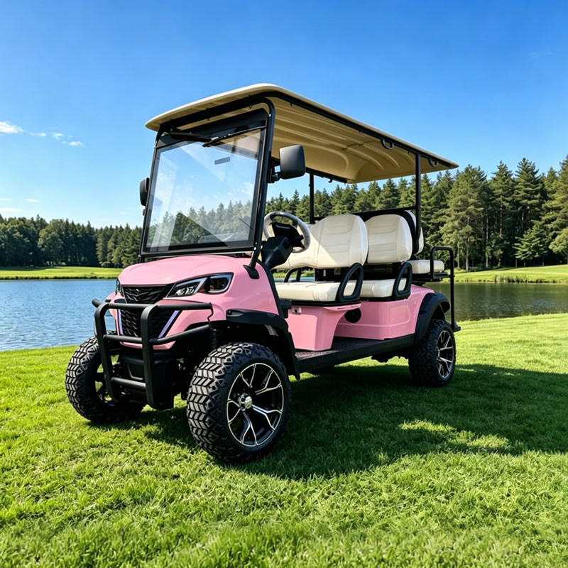 Carro de golf rosa personalizado