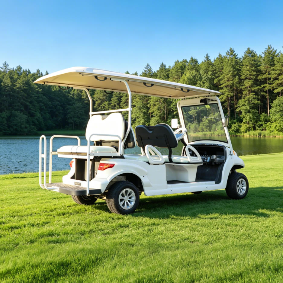 Carro de golf eléctrico blanco elegante para bodas | Traslado de lujo para invitados de 6 plazas para eventos - EG204AKSZ